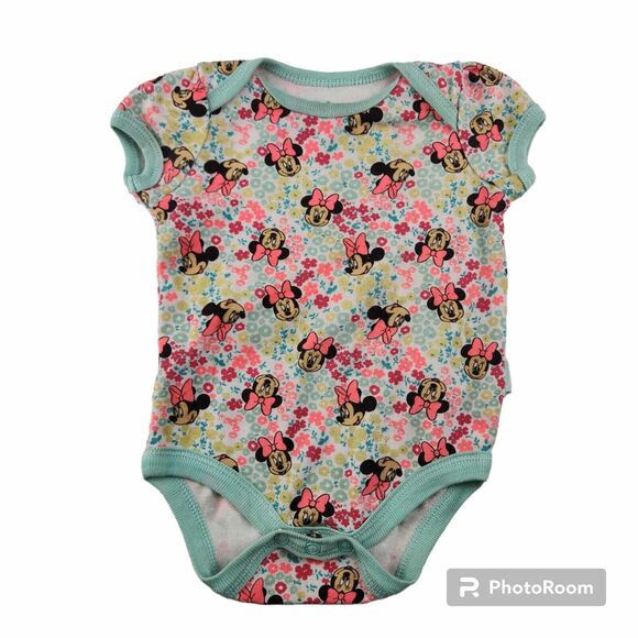 Disney Minnie Mouse Bodysuit Creeper Snapsuit Baby Infant 0-3 Months Floral - Picture 1 of 5